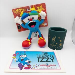 1996 Atlanta Olympics Izzy Plush w/ Tag + Legend of Izzy Booklet & Koozie